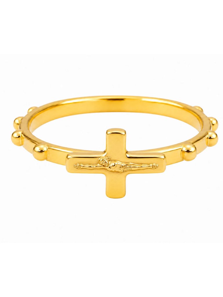 Rosary Ring Solid 10k Yellow Gold
